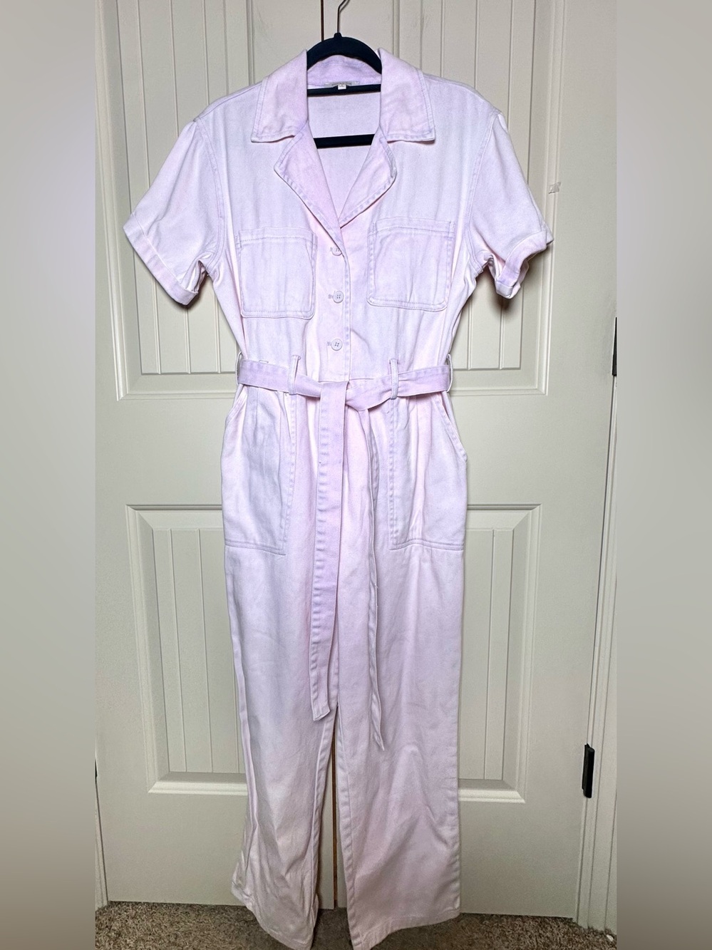 Skies are Blue Jumpsuit M Washed Lilac Pink Utility Chic Boho Minimalist Style